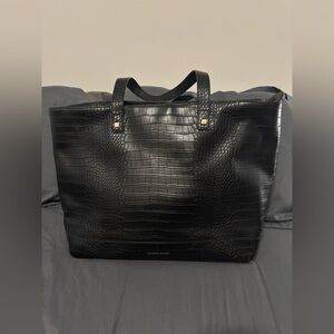 Modern Picnic Black Croc Tote